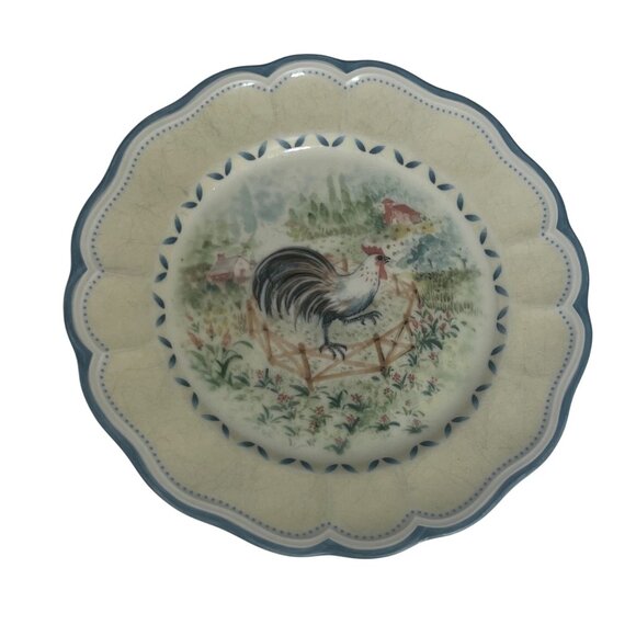 Lenox Provencal Garden Rooster Plate 9.5" Scalloped Edge Porcelain - Picture 1 of 4